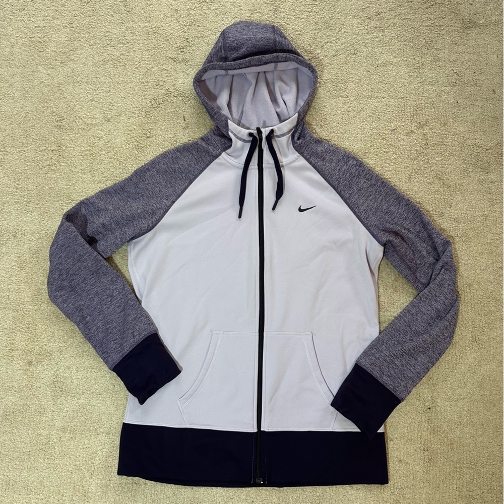Nike Purple Lavender Therma-Fit Full Zip-Up Hoodie Women’s Large Thumbholes - Picture 3 of 8